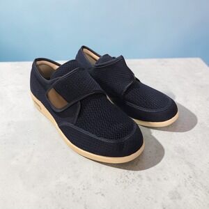 Youyun Mens Navy Blue Mesh Hook and Loop Walking Shoes Sneakers with Air Unit 12